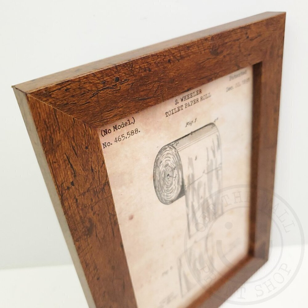 Toilet Paper Roll Direction Rustic Art Print Bathroom Decor 5x7" Natural Framed - Picture 3 of 5